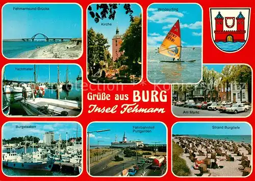 AK / Ansichtskarte Burg_Fehmarn Markt KIrche Faehrbahnhof Puttgarden Burg Fehmarn