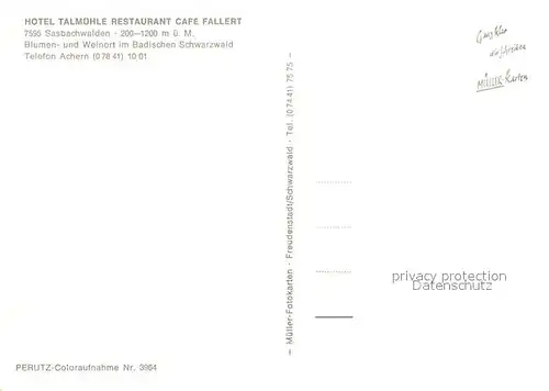 AK / Ansichtskarte Sasbachwalden Hotel Talmuehle Sasbachwalden