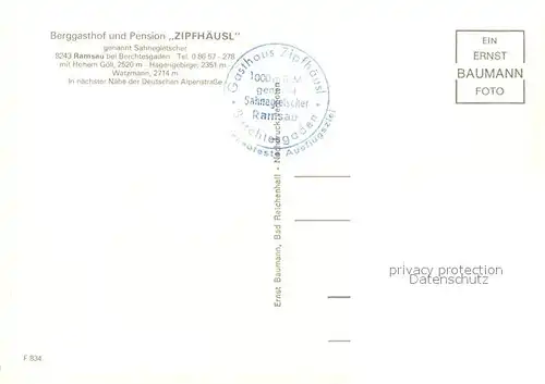 AK / Ansichtskarte Ramsau_Berchtesgaden Berggasthof Zipfhaeusl Ramsau Berchtesgaden