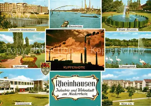 AK / Ansichtskarte Rheinhausen_Duisburg Kupferhuette Johanniter Krankenhaus Krupp Brunnen Rheinhausen Duisburg