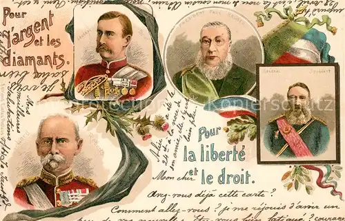 AK / Ansichtskarte Politik_Geschichte Pour la liberte et le droit Joubert Buller Roberts Krueger Litho Politik Geschichte