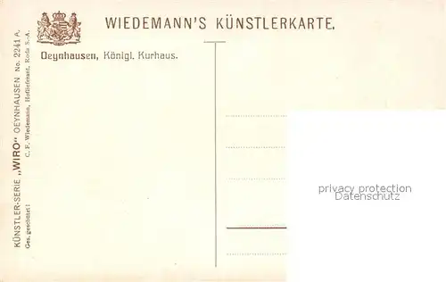 AK / Ansichtskarte Verlag_Wiedemann_WIRO_Nr. 2241 A Oeynhausen Kurhaus  Verlag_Wiedemann_WIRO_Nr.