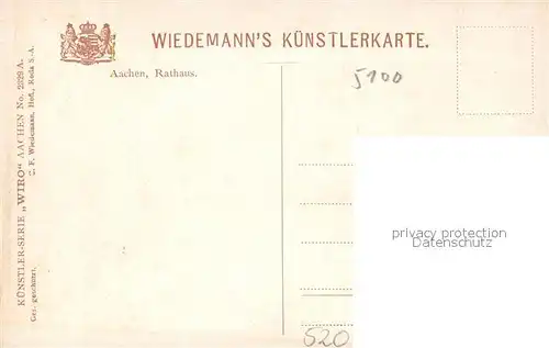 AK / Ansichtskarte Verlag_Wiedemann_WIRO_Nr. 2329 A Aachen Rathaus Verlag_Wiedemann_WIRO_Nr.