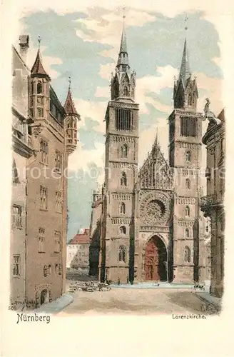 AK / Ansichtskarte Nuernberg Lorenzkirche Kuenstlerkarte  Nuernberg