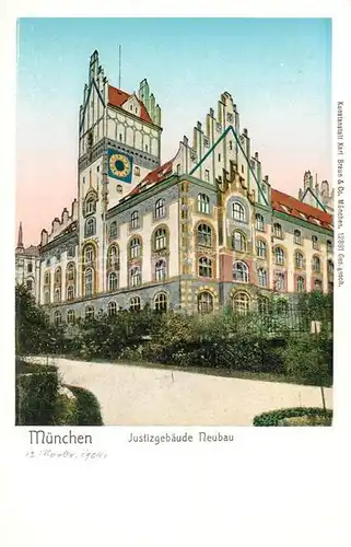 AK / Ansichtskarte Verlag_Braun_Nr. 12891 Muenchen Justizgebaeude Neubau Verlag_Braun_Nr.