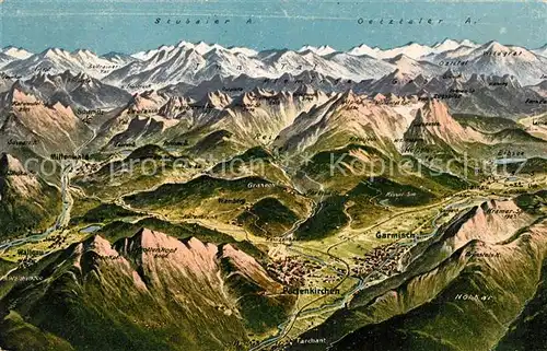 AK / Ansichtskarte Garmisch Partenkirchen Panoramakarte  Garmisch Partenkirchen