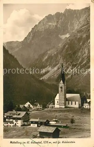 AK / Ansichtskarte Mittelberg_Kleinwalsertal Kirchenpartie mit Gr. Widderstein Mittelberg_Kleinwalsertal