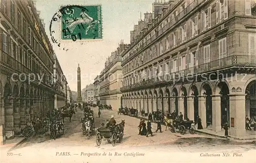 AK / Ansichtskarte Paris Rue Castiglione Pferdekutschen Paris