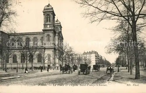 AK / Ansichtskarte Paris Place et Eglise Saint Franco`s Xavier Pferdekutsche Paris