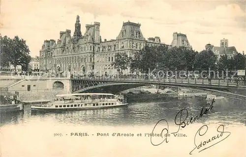 AK / Ansichtskarte Paris Pont d`Arcole et Hotel de Ville Paris