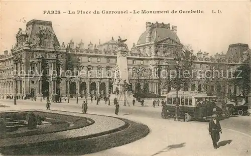 AK / Ansichtskarte Paris Place du Carrousel Monument de Gambetta Bus Paris