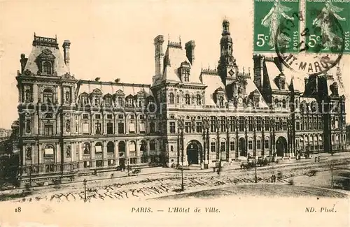 AK / Ansichtskarte Paris Hotel de Ville  Paris
