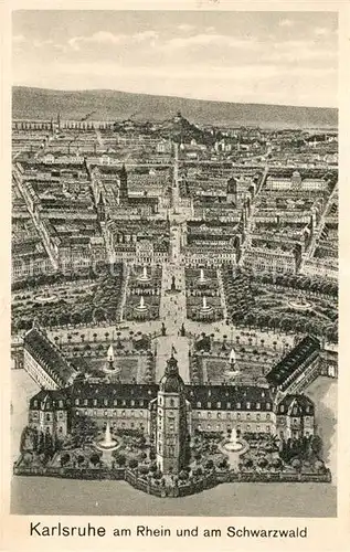AK / Ansichtskarte Karlsruhe_Baden Schloss aus der Vogelperspektive Karlsruhe_Baden