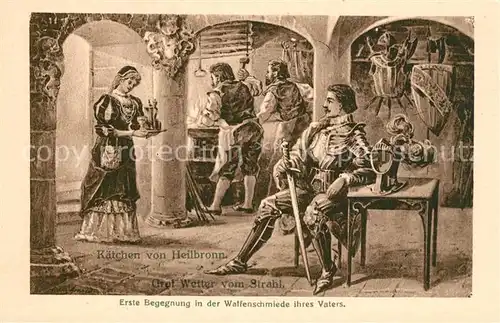 AK / Ansichtskarte Heilbronn_Neckar Kaetchen von Heilbronn Graf Wetter vom Strahl Treffen in Waffenschmiede Gemaelde Kuenstlerkarte Heilbronn Neckar