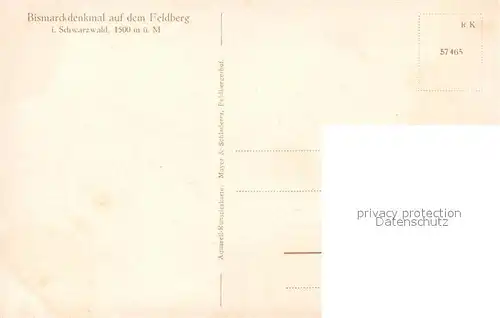 AK / Ansichtskarte Feldberg_Schwarzwald Bismarckdenkmal Kuenstlerkarte Feldberg Schwarzwald