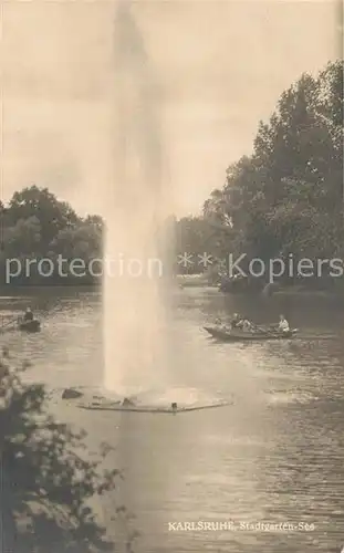 AK / Ansichtskarte Karlsruhe_Baden Stadtgarten See Fontaene Karlsruhe_Baden