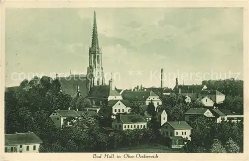 AK / Ansichtskarte Bad_Hall_Oberoesterreich Ortsansicht mit Kirche Bad_Hall_Oberoesterreich