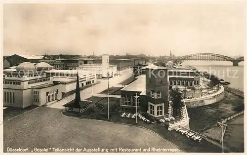 AK / Ansichtskarte Duesseldorf Grosse Ausstellung Gesolei Restaurant Rheinterrasse Rheinbruecke Duesseldorf