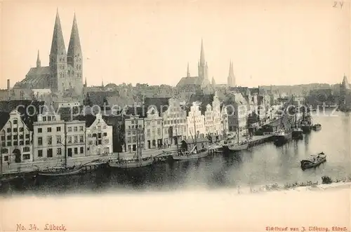 AK / Ansichtskarte Luebeck Altstadt Obertrave Kirchen Lichtdruck Luebeck