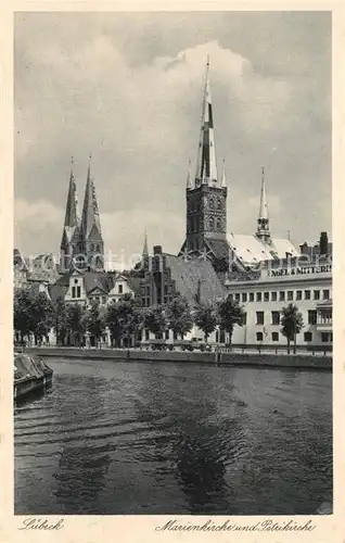 AK / Ansichtskarte Luebeck Marienkirche Petrikirche Trave Luebeck