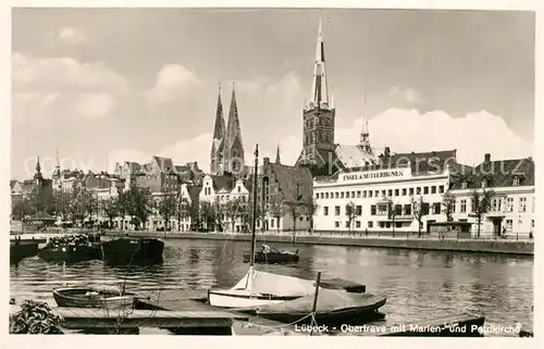 AK / Ansichtskarte Luebeck Obertrave mit Marienkirche und Petrikirche Luebeck
