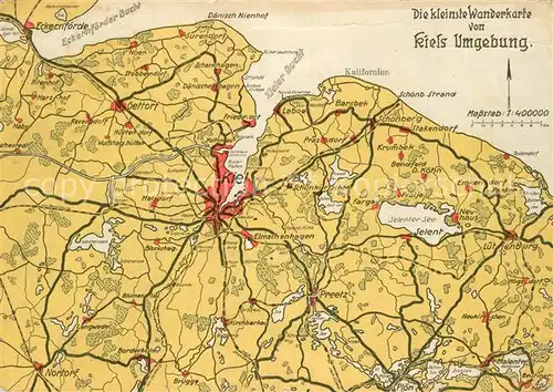 AK / Ansichtskarte Kiel Kleinste Wanderkarte von Kiels Umgebung Kiel