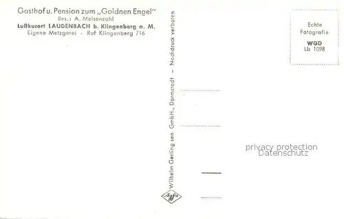 AK / Ansichtskarte Laudenbach_Unterfranken Gasthof Goldner Engel Laudenbach Unterfranken