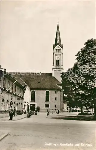 AK / Ansichtskarte Plattling_Isar_Bayern Pfarrkirche Rathaus Plattling_Isar_Bayern