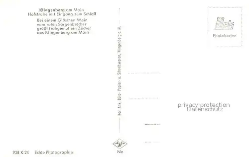 AK / Ansichtskarte Klingenberg_Main Hofstrasse Schlosseingang Klingenberg Main