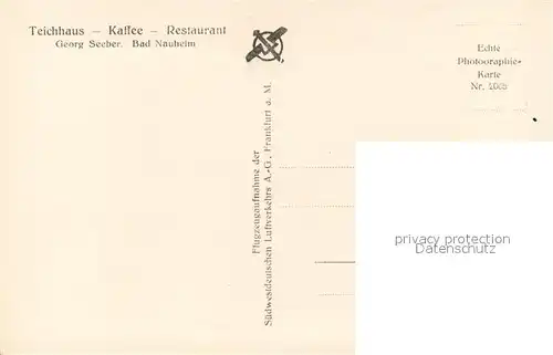 AK / Ansichtskarte Bad_Nauheim Fliegeraufnahme Teichhaus Kaffee  Bad_Nauheim