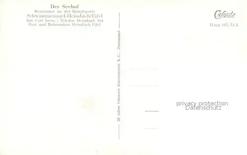 AK / Ansichtskarte Heimbach_Eifel Rurtalsperre Schwammenauel Seehof Heimbach Eifel