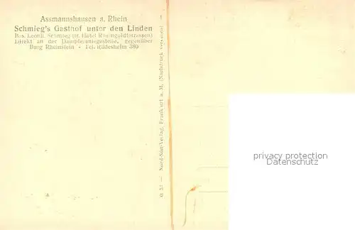 AK / Ansichtskarte Assmannshausen_Rhein Gasthof Unter den Linden Assmannshausen Rhein