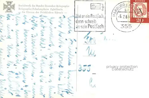 AK / Ansichtskarte Egloffstein Kriegsopfer Erholungsheim  Egloffstein