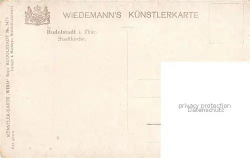 AK / Ansichtskarte Verlag_Wiedemann_WIRO_Nr. 3475 Rudolstadt Stadtkirche  Verlag_Wiedemann_WIRO_Nr.