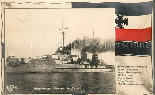 AK / Ansichtskarte Marine Panzerkreuzer S.M.S. von der Tann Schwarz Weiss Rot Eisernes Kreuz Marine