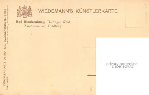 AK / Ansichtskarte Verlag_WIRO_Wiedemann_Nr. 2483 B Bad Blankenburg Sanatorium am Goldberg Verlag_WIRO_Wiedemann_Nr.
