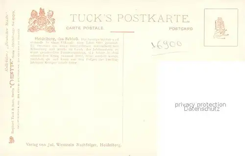 AK / Ansichtskarte Verlag_Tucks_Oilette_Nr. 610 B Heidelberg Schloss Charles E. Flower  Verlag_Tucks_Oilette_Nr.