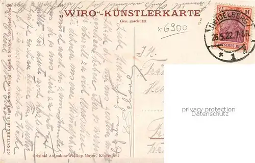 AK / Ansichtskarte Verlag_WIRO_Wiedemann_Nr. 1869 B Koenigstuhl Heidelberg  Verlag_WIRO_Wiedemann_Nr.