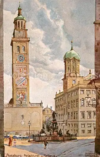 AK / Ansichtskarte Wagner_Richard_Kuenstler Augsburg Perlachturm Rathaus Wagner_Richard_Kuenstler