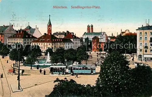 AK / Ansichtskarte Strassenbahn Muenchen Sendlingertor Platz Strassenbahn