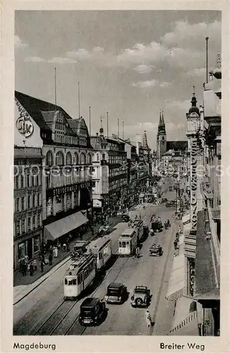 AK / Ansichtskarte Strassenbahn Magdeburg Breiter Weg Strassenbahn