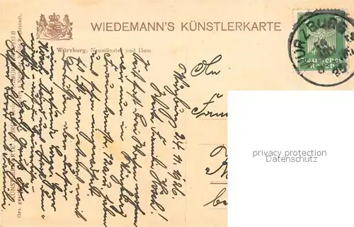 AK / Ansichtskarte Verlag_Wiedemann_WIRO_Nr. 2933 B Wuerzburg Neumuenster Dom  Verlag_Wiedemann_WIRO_Nr.