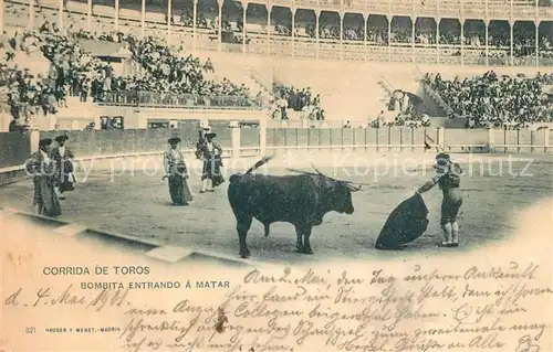 AK / Ansichtskarte Stierkampf Corrida de Toros Bombita entrando a Matar Stierkampf