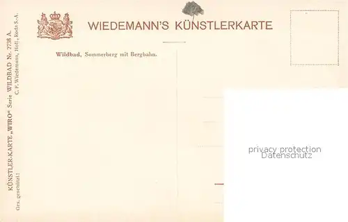 AK / Ansichtskarte Verlag_Wiedemann_WIRO_Nr. 2738 A Wildbad Sommerberg Bergbahn Verlag_Wiedemann_WIRO_Nr.