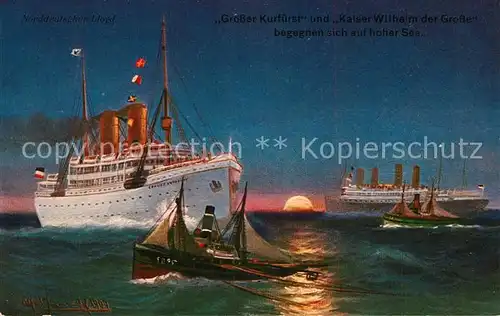 AK / Ansichtskarte Schiffe_Ships_Navires Grosser Kurfuerst Kaiser Wilhelm der Grosse Kuenstlerkarte Schiffe_Ships_Navires