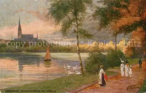 AK / Ansichtskarte Verlag_Primus_Nr. 2017 Chemnitz Schlossteich Kirche N. Beraud Verlag_Primus_Nr.