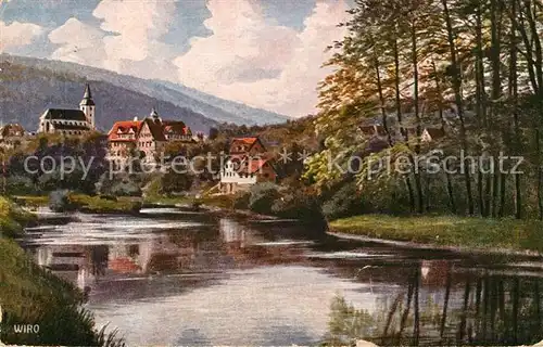 AK / Ansichtskarte Verlag_WIRO_Wiedemann_Nr. 2422 Gernsbach Katholische Kirche Volksschule  Verlag_WIRO_Wiedemann_Nr.