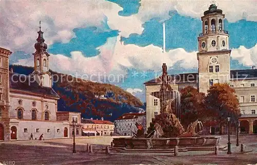 AK / Ansichtskarte Verlag_WIRO_Wiedemann_Nr. Salzburg Residenzplatz Hofbrunnen Glockenspiel Verlag_WIRO_Wiedemann_Nr.