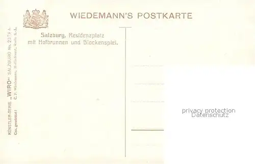 AK / Ansichtskarte Verlag_Wiedemann_WIRO_Nr. 2378 A Salzburg Residenzplatz Hofbrunnen Glockenspiel Verlag_Wiedemann_WIRO_Nr.