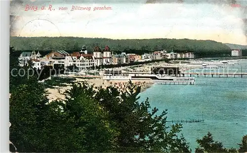 AK / Ansichtskarte Binz_Ruegen Panorama Strand Kurhaeuser vom Blitzweg gesehen Binz_Ruegen